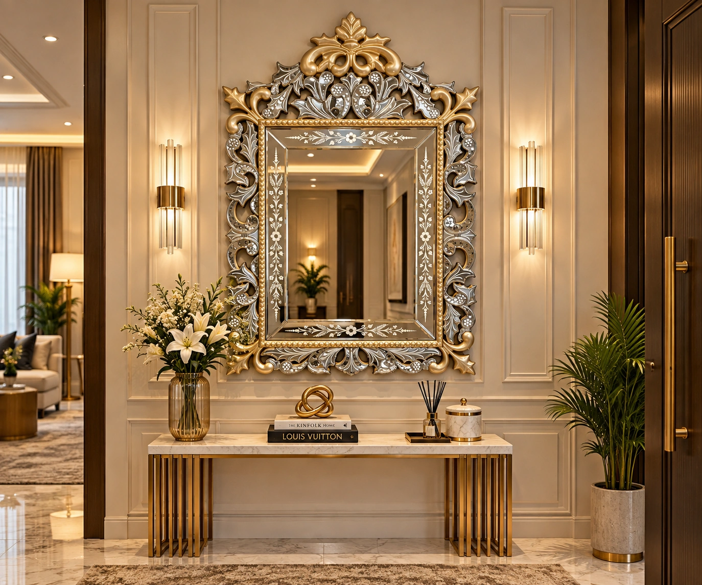 Venetian Mirror in Entryway