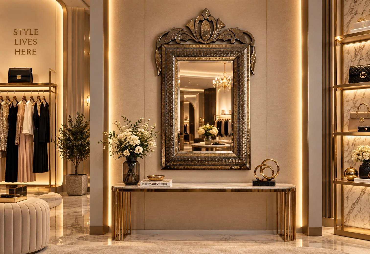 Venetian Mirror in Hospitality Interior